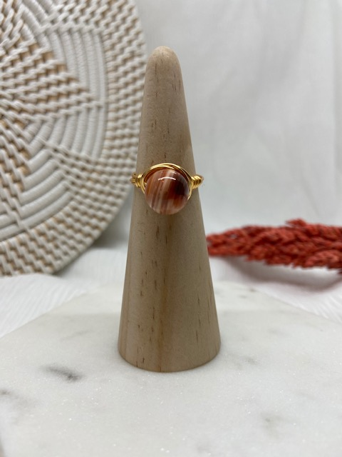 Orange Marble Wire Wrapped Ring - Le'div Collections