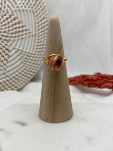 Orange Marble Wire Wrapped Ring - Le'div Collections